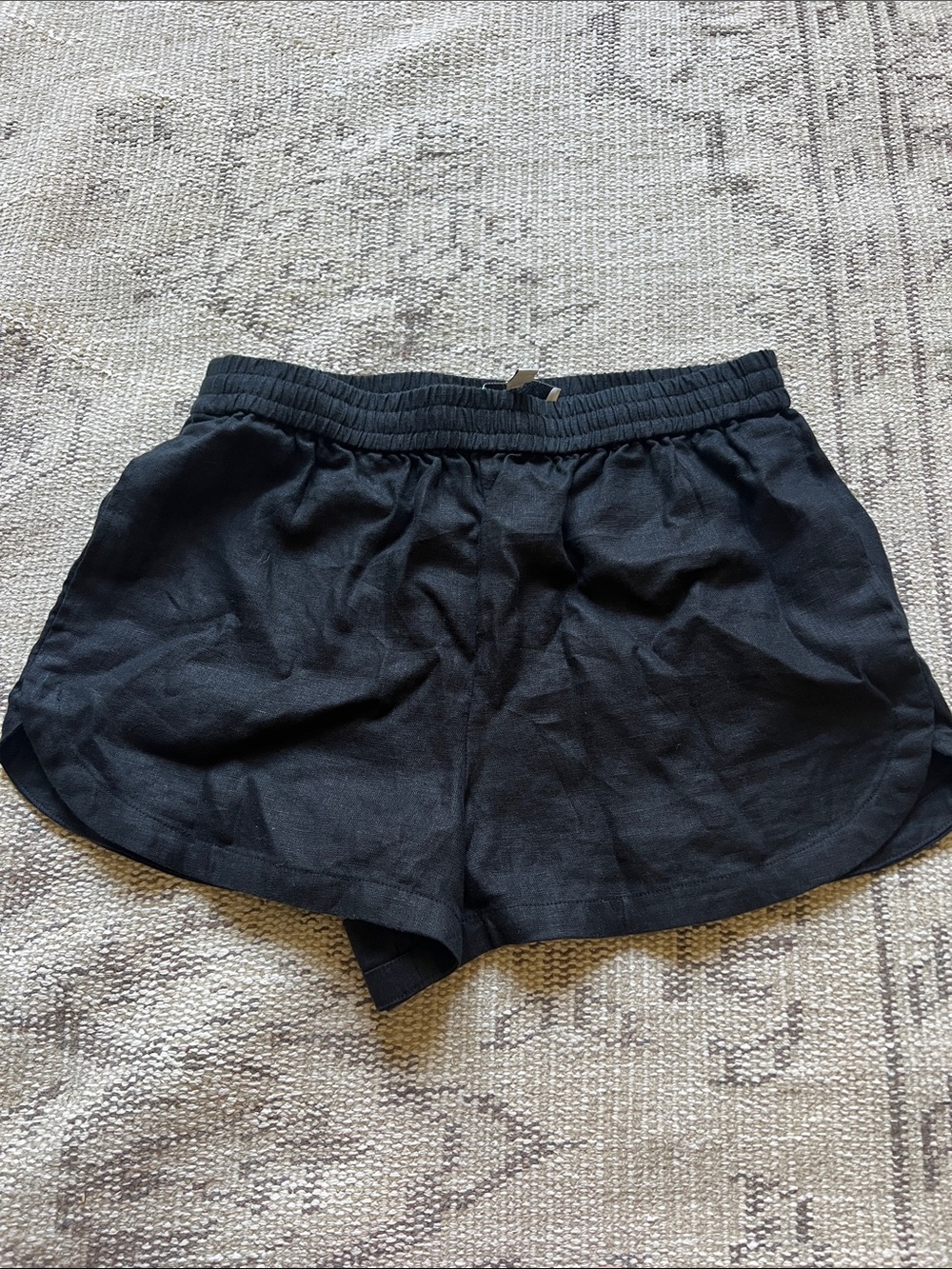 Black Le Bop Linen Drawstring Estelle Shorts for Women